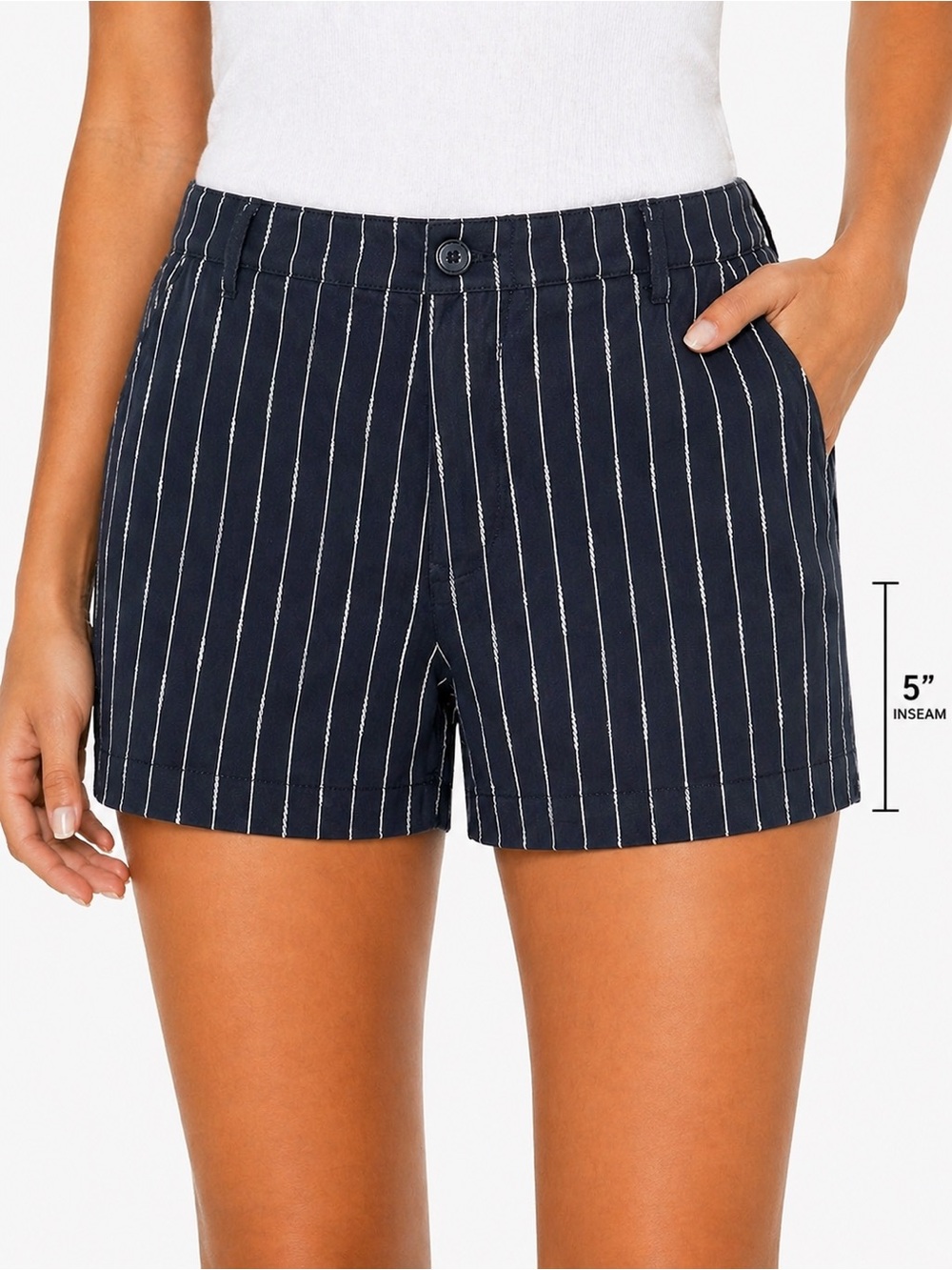 Nautica Women’s Navy & White ‘Rope’ Striped Shorts, 14